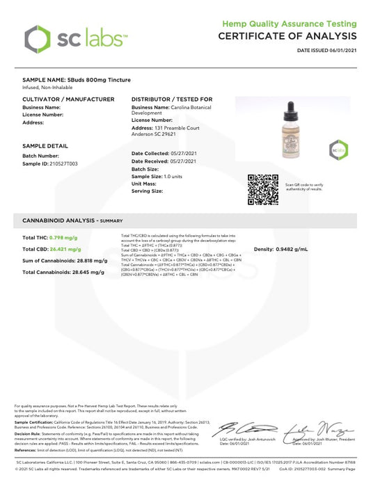 Bulk Organic CBD Oil Tincture - 800mg